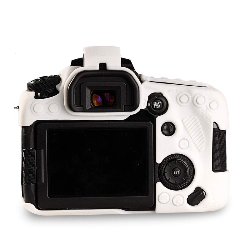 STSEETOP Camera Case for Canon EOS 90D - Silicone Protective DSLR Skin Cover, Detachable Cage, Shockproof, Dustproof (White) - Image 2